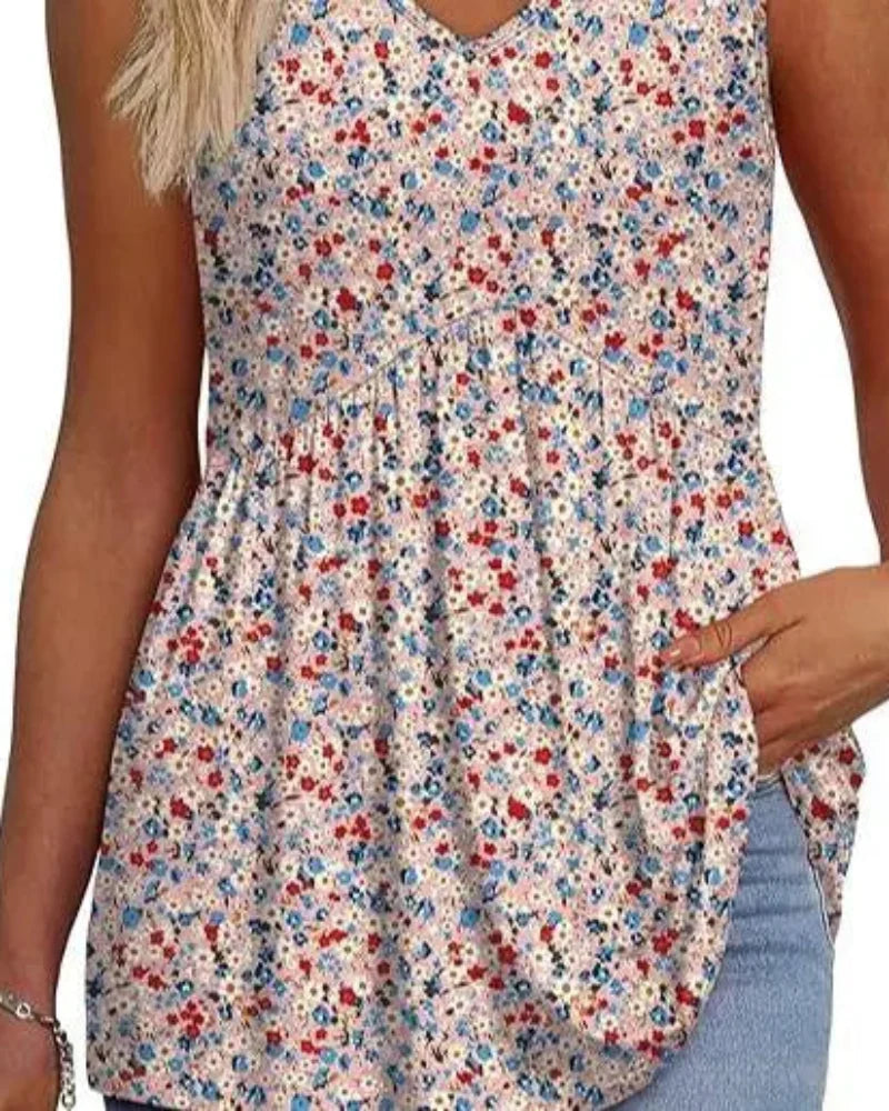 Women's Peplum Tank Tops - Sleeveless V-Neck, Stretchy Babydoll Tops for Summer