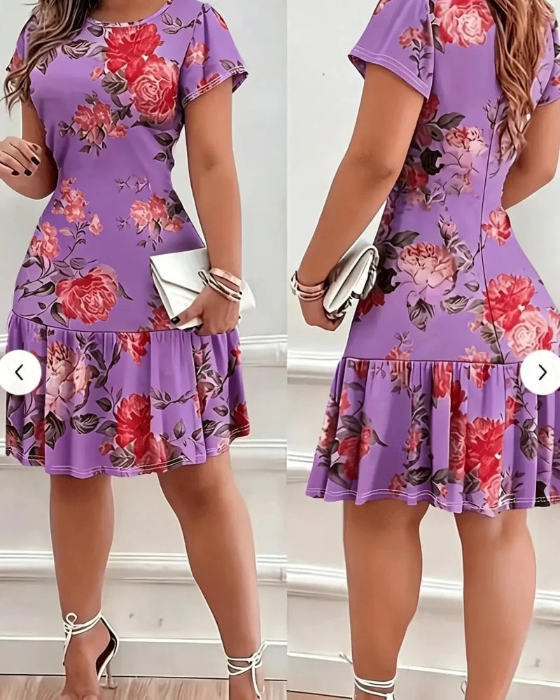 Women's Casual Printed Stretch Dress - Stylish Summer Everyday Wear