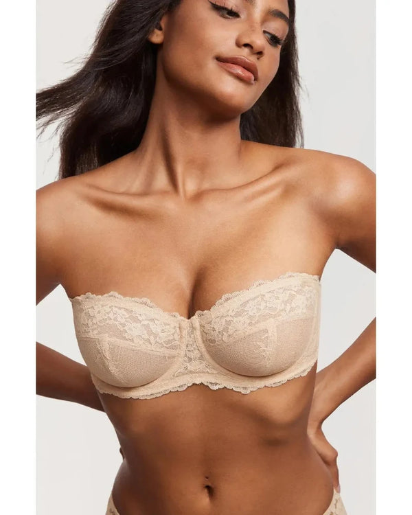 Elegant Lace Strapless Sheer Plus-Size Convertible Underwire Bra