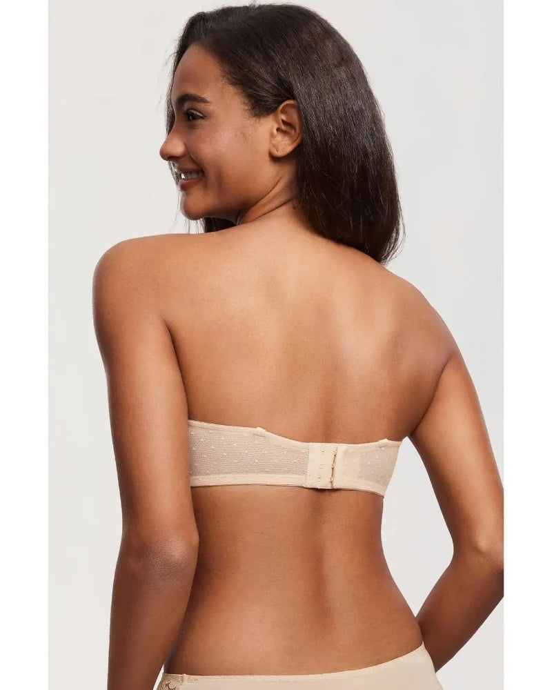 Elegant Lace Strapless Sheer Plus-Size Convertible Underwire Bra