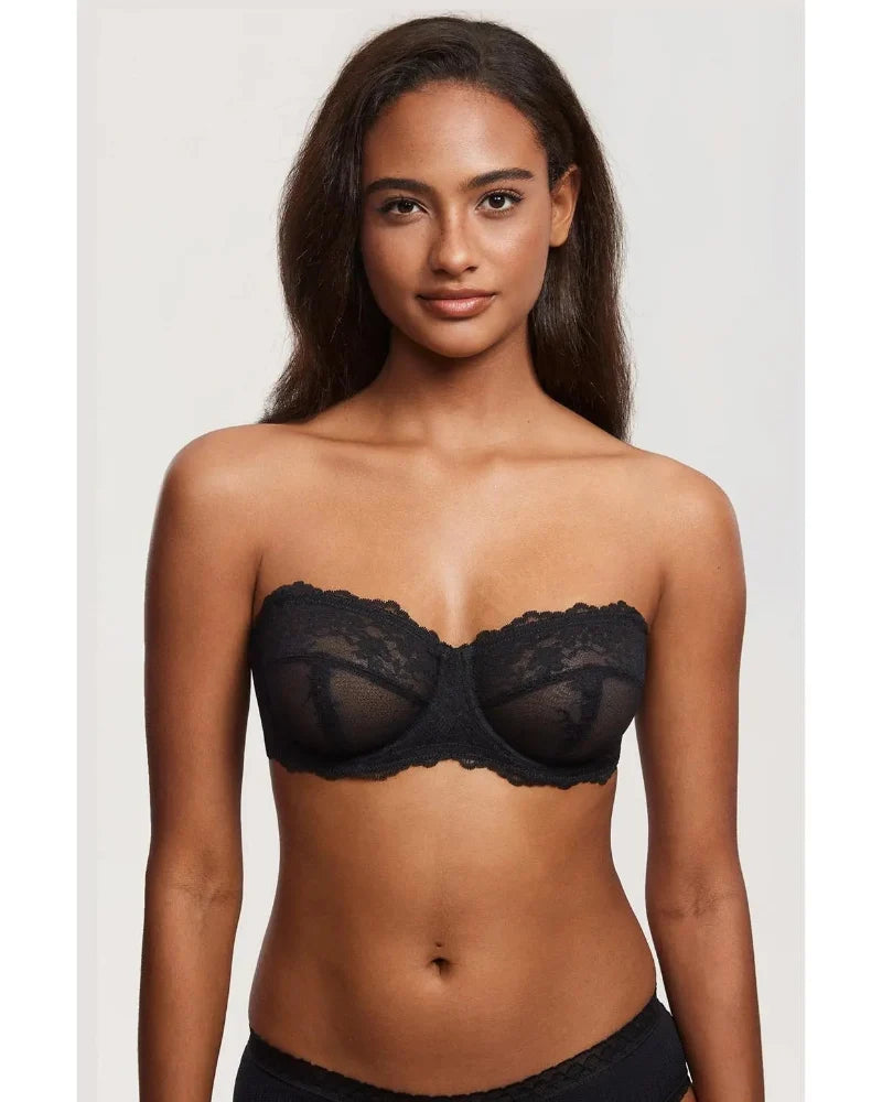 Elegant Lace Strapless Sheer Plus-Size Convertible Underwire Bra