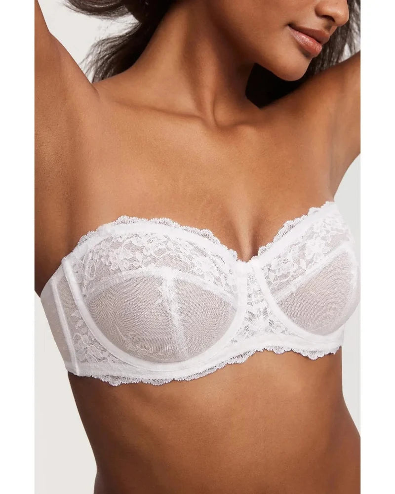 Elegant Lace Strapless Sheer Plus-Size Convertible Underwire Bra