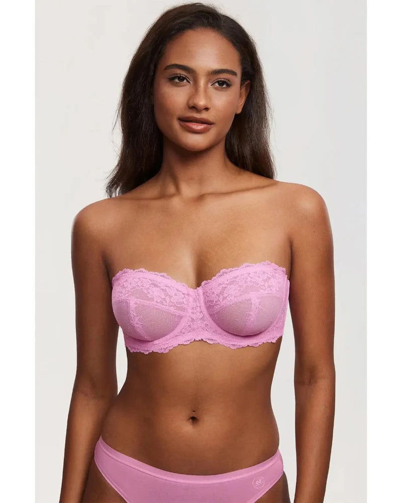 Elegant Lace Strapless Sheer Plus-Size Convertible Underwire Bra