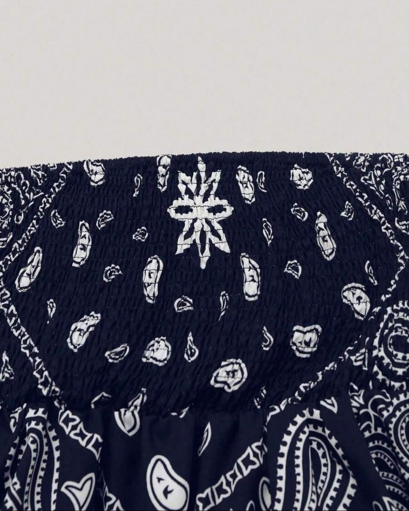Boho-Chic Plus-Size Ethnic Print Tube Top with Asymmetric Hem
