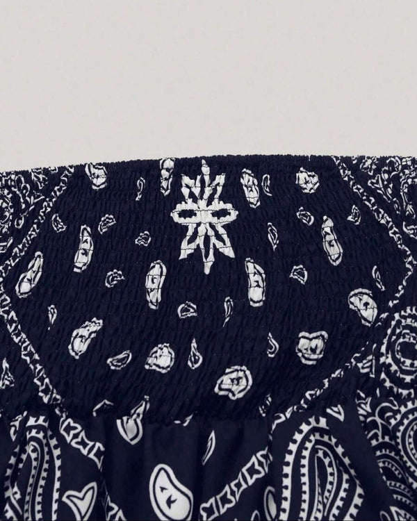 Boho-Chic Plus-Size Ethnic Print Tube Top with Asymmetric Hem
