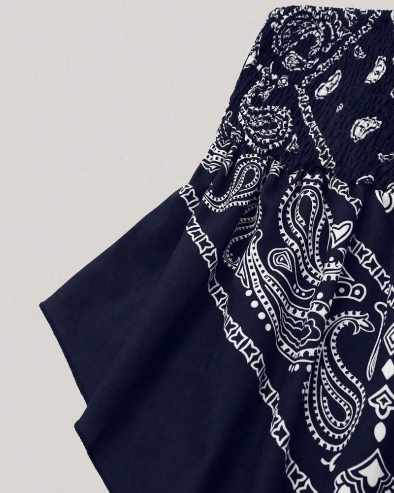 Boho-Chic Plus-Size Ethnic Print Tube Top with Asymmetric Hem