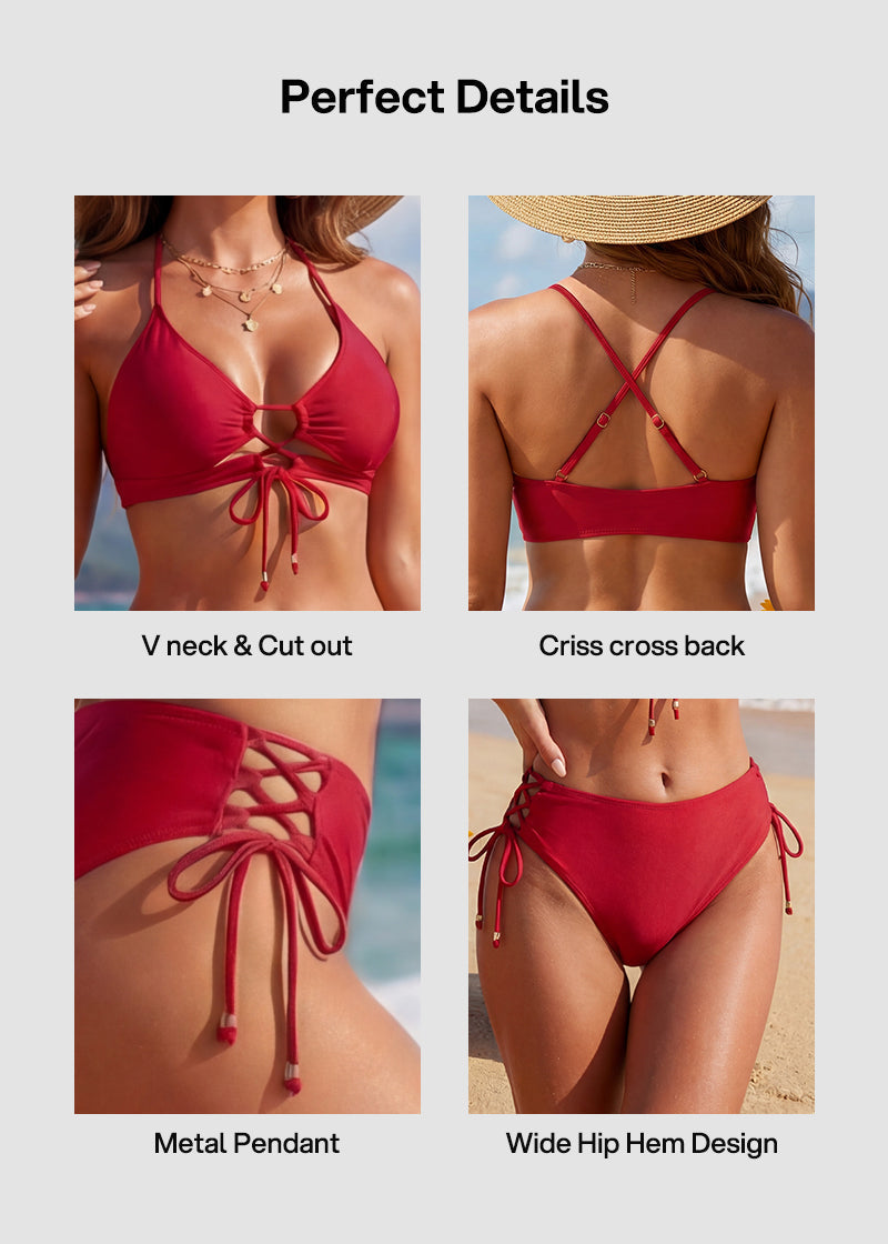 Women's Cutout String Bikini Set - Trendy Two-Piece Swimsuit Bathing Suit