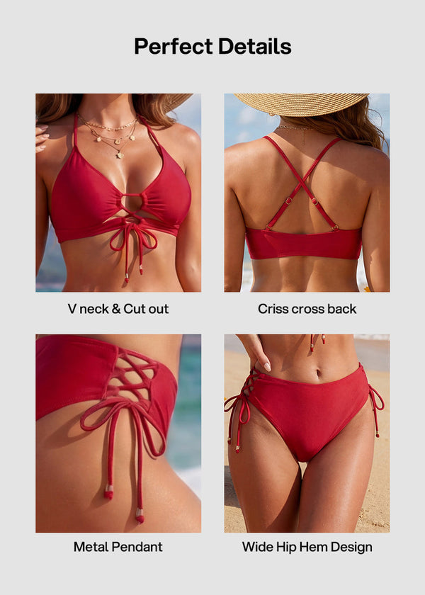 Women's Cutout String Bikini Set - Trendy Two-Piece Swimsuit Bathing Suit