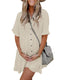 Textured Button-Down Flowing Mini Dress with Practical Pockets