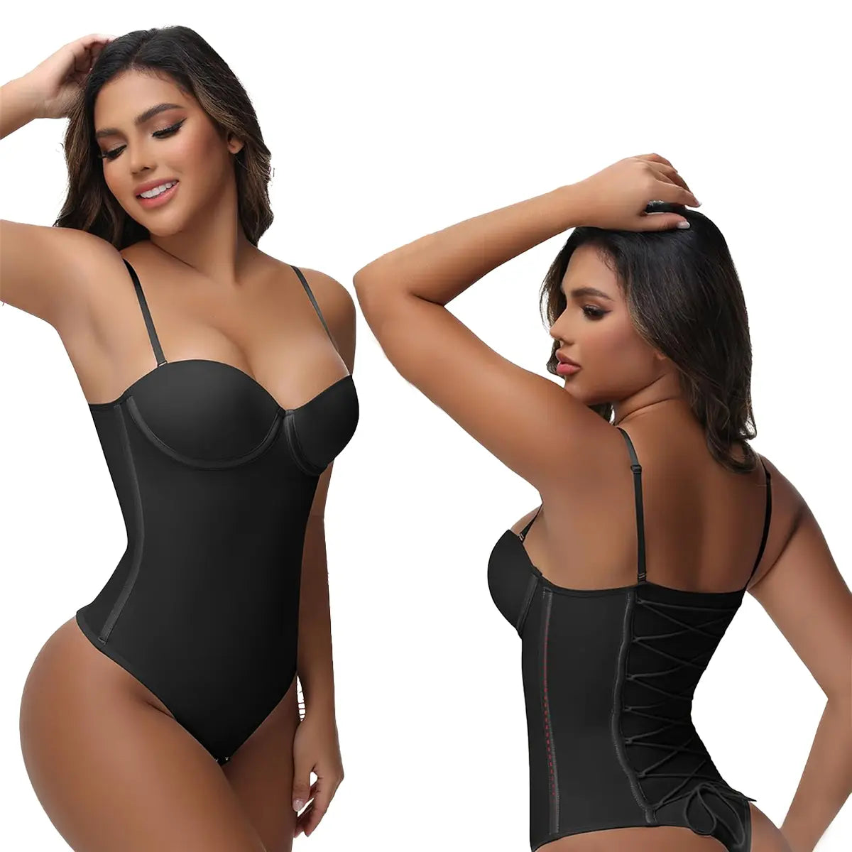 Seamless Lace-Up Bodysuit for a Sleek, Curved Silhouette