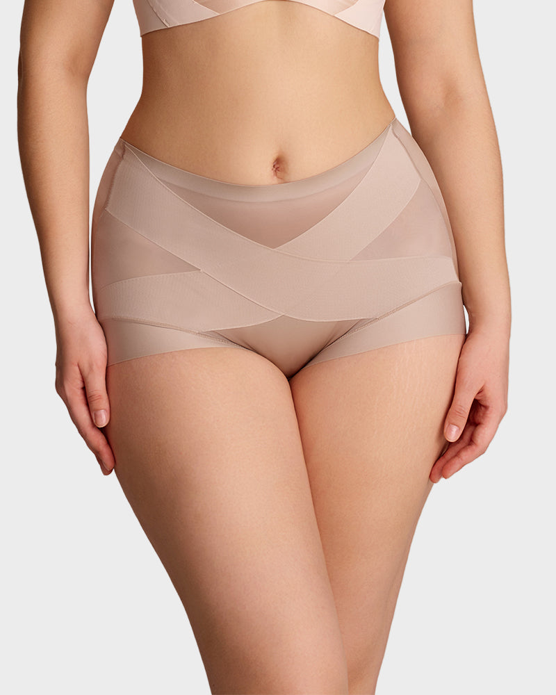 Smoothing High-Waist Shaping Panties with Cross-Panel Support (6-Pack)