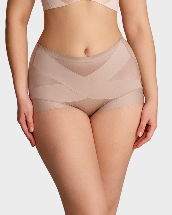 Smoothing High-Waist Shaping Panties with Cross-Panel Support (6-Pack)
