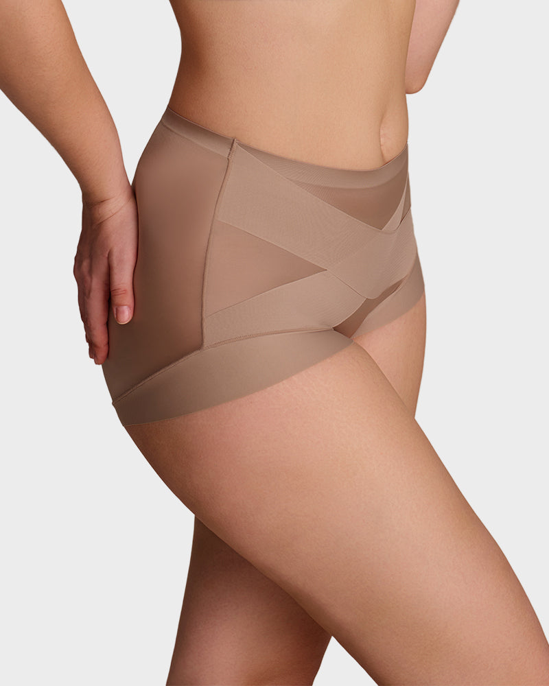 Smoothing High-Waist Shaping Panties with Cross-Panel Support (6-Pack)