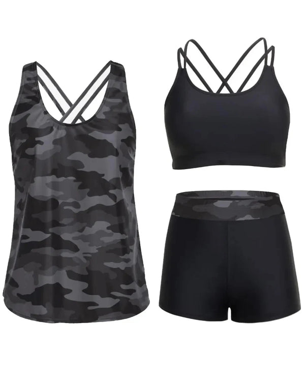 Flattering 3-Piece Tummy-Control Tankini Swimwear Set