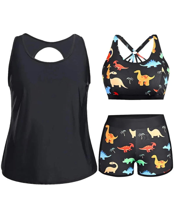 Flattering 3-Piece Tummy-Control Tankini Swimwear Set