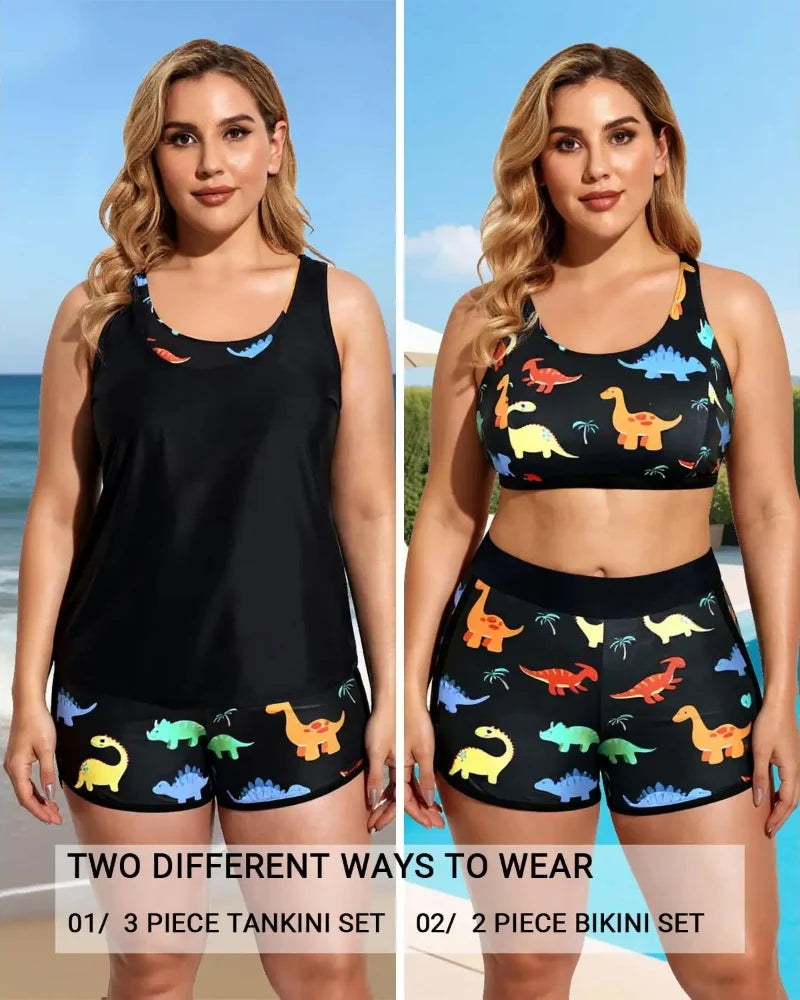 Flattering 3-Piece Tummy-Control Tankini Swimwear Set