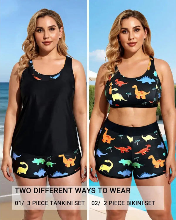 Flattering 3-Piece Tummy-Control Tankini Swimwear Set