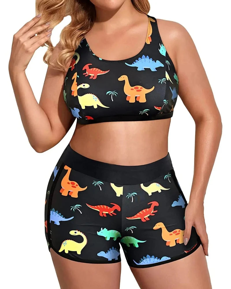 Flattering 3-Piece Tummy-Control Tankini Swimwear Set