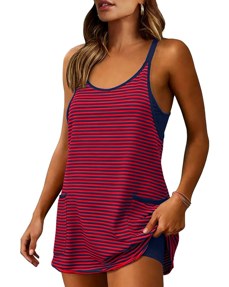 Effortless Casual Sleeveless Mini Dress with Built-In Shorts