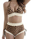 Floral High-Waist Bikini Set with Ruffle Halter Top – Two-Piece Swimwear
