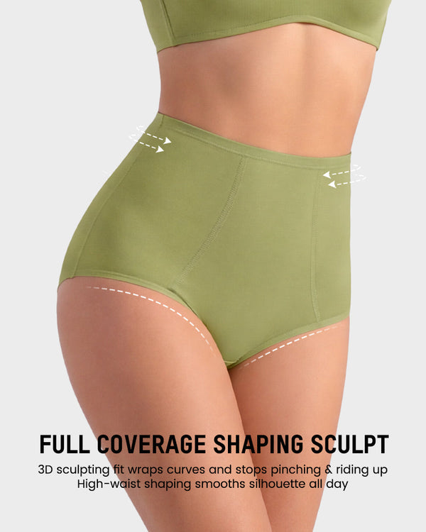 Women's High-Waist Cotton Support Briefs – 4-Pack, All-Day Comfort & Shaping