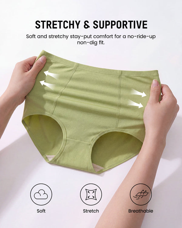 Women's High-Waist Cotton Support Briefs – 4-Pack, All-Day Comfort & Shaping