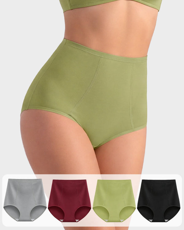 Women's High-Waist Cotton Support Briefs – 4-Pack, All-Day Comfort & Shaping