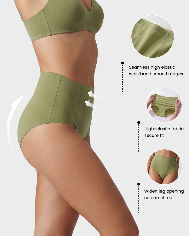 Women's High-Waist Cotton Support Briefs – 4-Pack, All-Day Comfort & Shaping