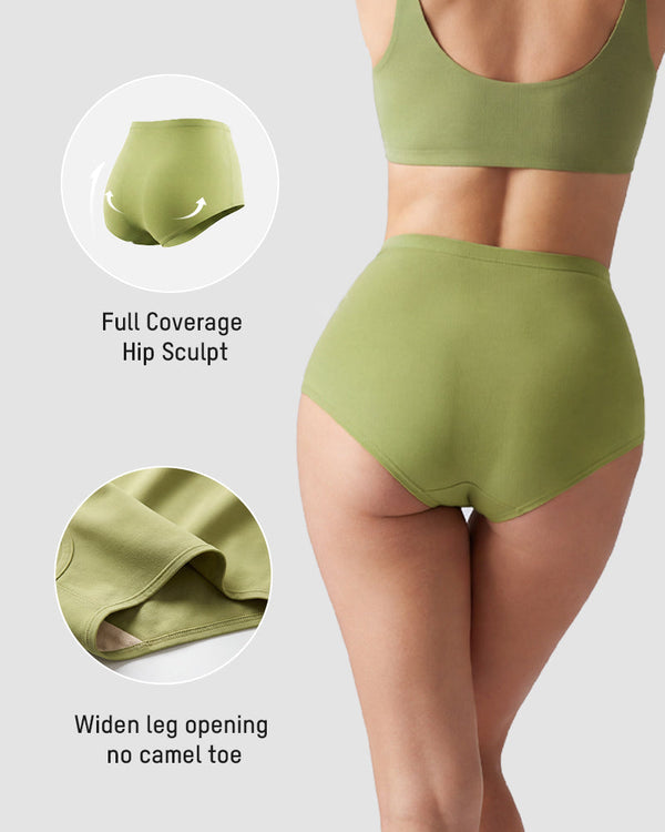 Women's High-Waist Cotton Support Briefs – 4-Pack, All-Day Comfort & Shaping