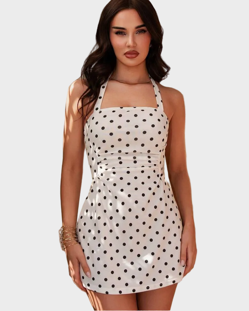 Elegant Ruched Tie-Back Halter A-Line Dress