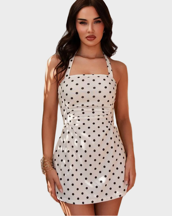 Elegant Ruched Tie-Back Halter A-Line Dress