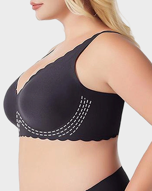 Deep-V Seamless Scalloped Wireless Lift Bra for a Flattering, Uplifted Silhouette