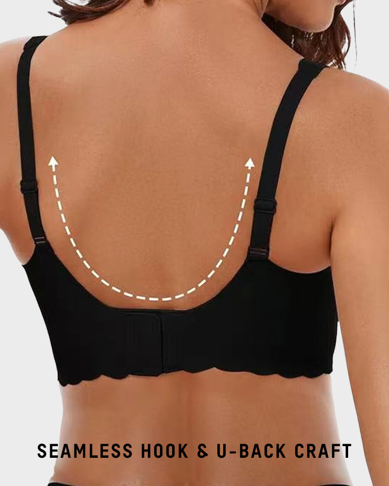 Deep-V Seamless Scalloped Wireless Lift Bra for a Flattering, Uplifted Silhouette