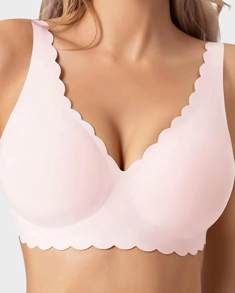 Deep-V Seamless Scalloped Wireless Lift Bra for a Flattering, Uplifted Silhouette