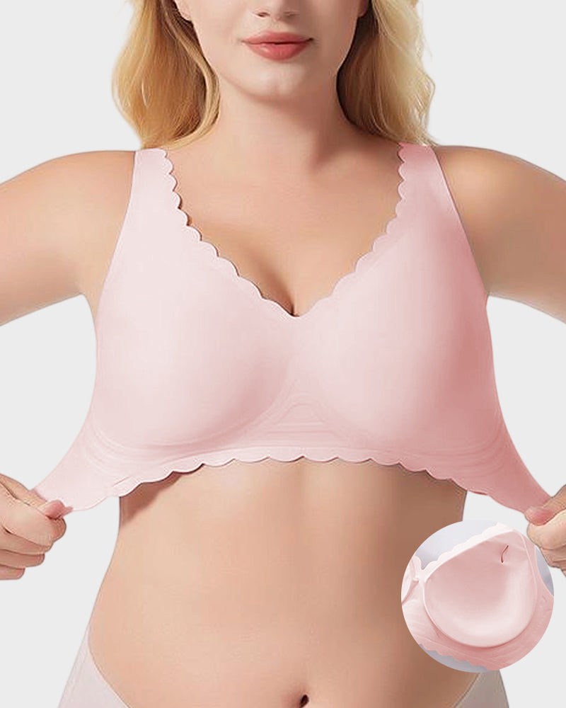 Deep-V Seamless Scalloped Wireless Lift Bra for a Flattering, Uplifted Silhouette