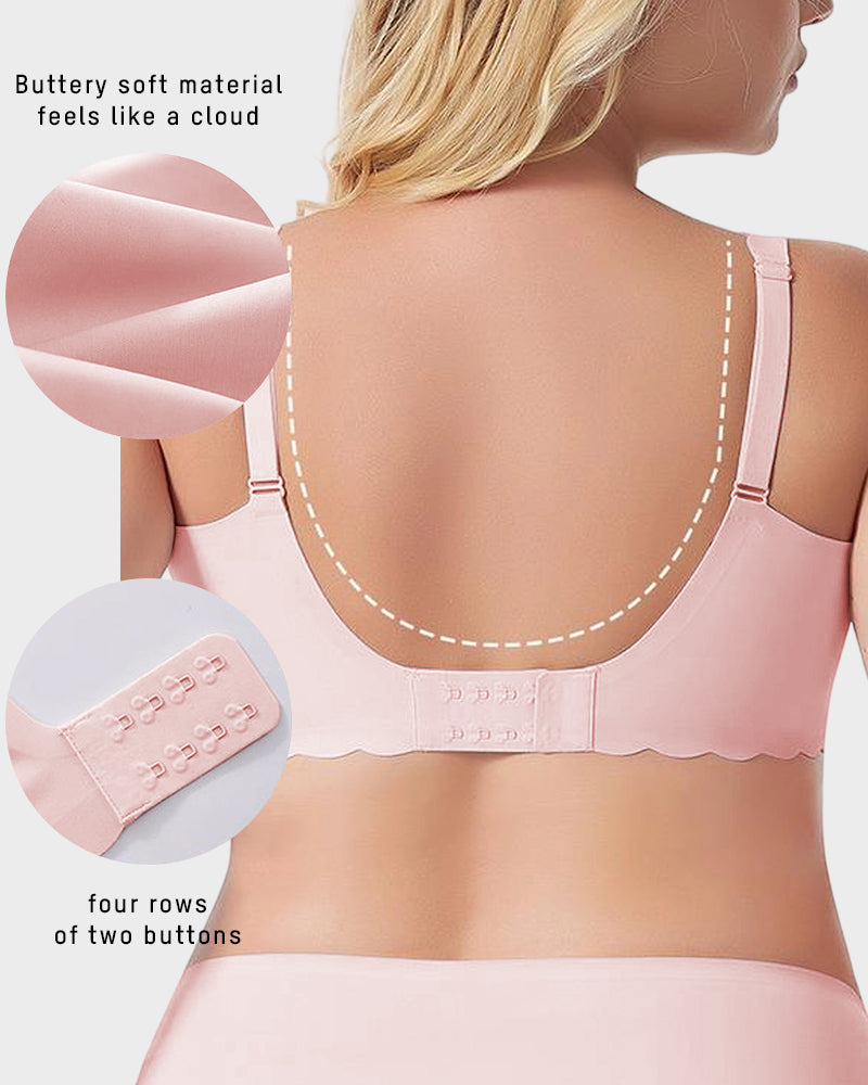 Deep-V Seamless Scalloped Wireless Lift Bra for a Flattering, Uplifted Silhouette