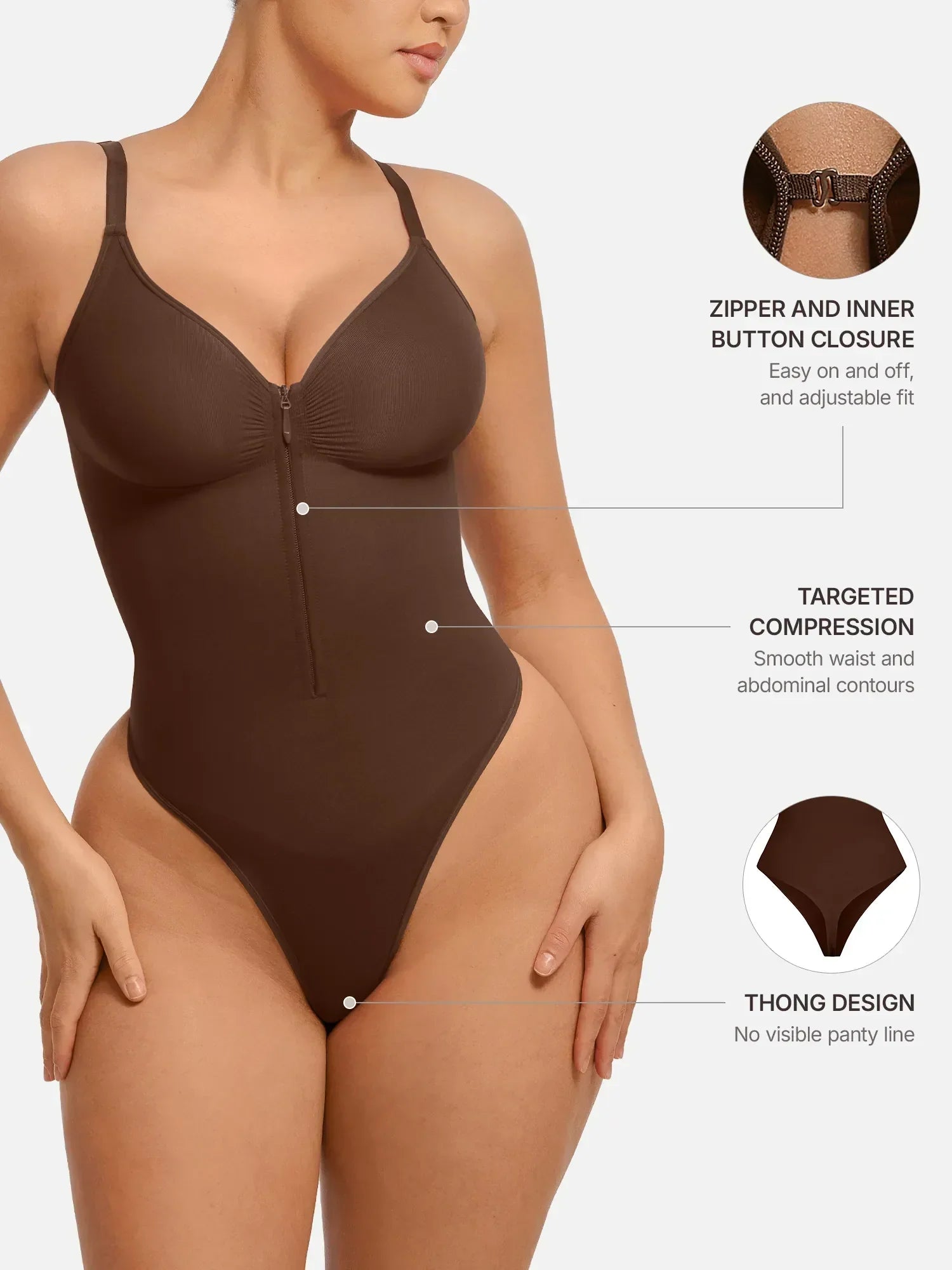 Curve-Shaping Tummy Control Seamless Zipper Bodysuit