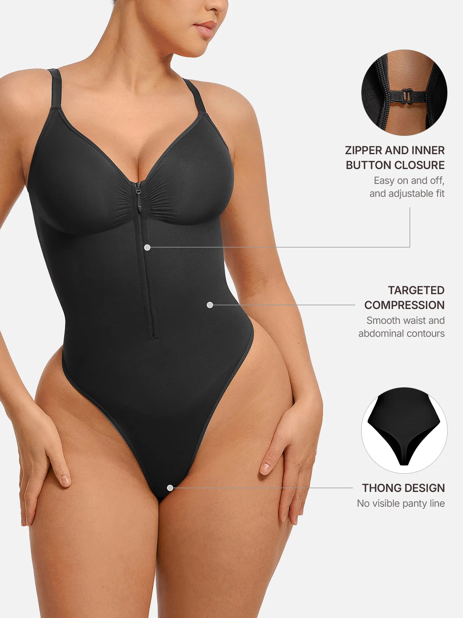 Curve-Shaping Tummy Control Seamless Zipper Bodysuit