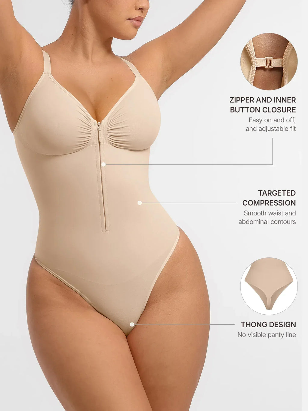 Curve-Shaping Tummy Control Seamless Zipper Bodysuit
