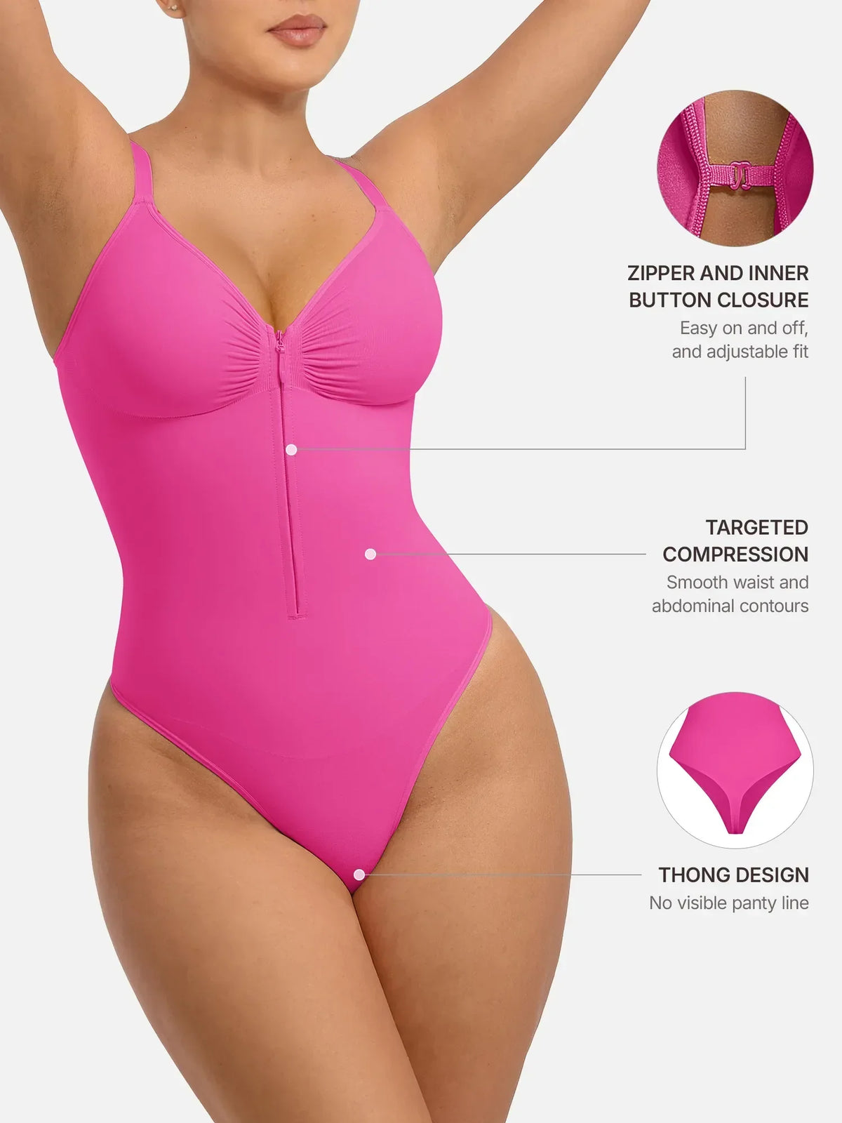 Curve-Shaping Tummy Control Seamless Zipper Bodysuit