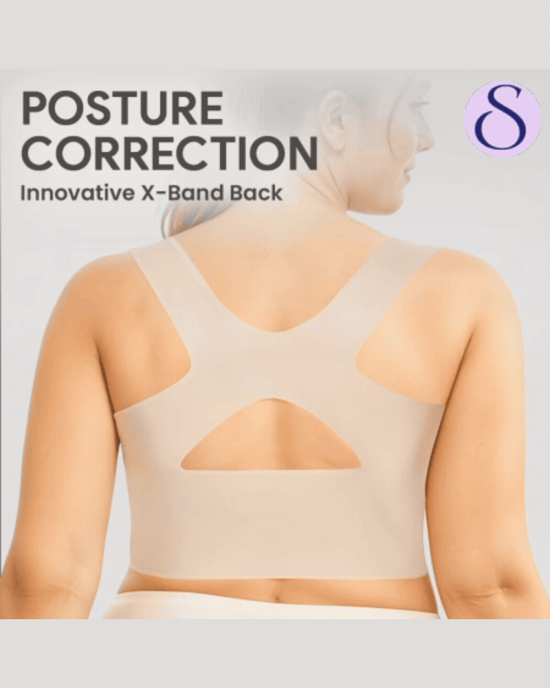 X-Back Wireless Posture Support Bra - Comfortable Back Support for All-Day Wear