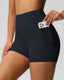 Sleek High-Waisted Tummy-Control Athletic Shorts with Handy Side Pockets