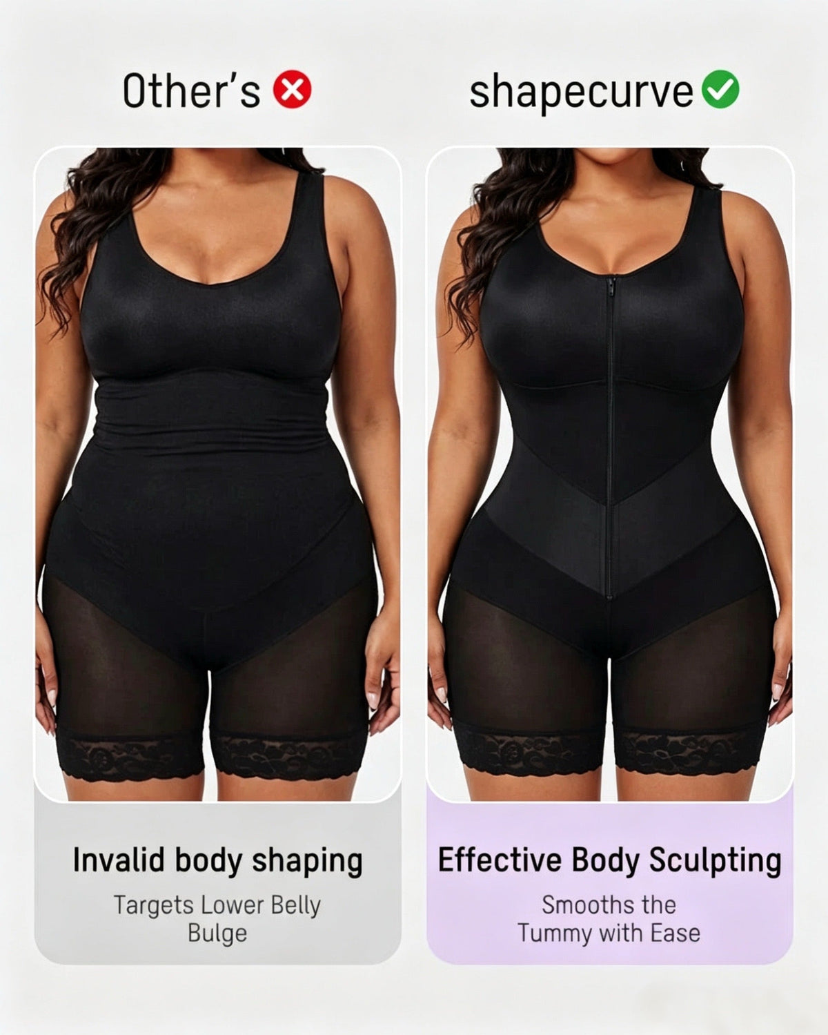 Front-Zip Body Shaper with Tummy Control and Smoothing Fit