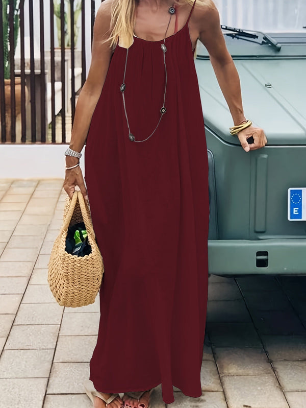 Chic Women’s Elegant Solid-Color Backless Slip Dress
