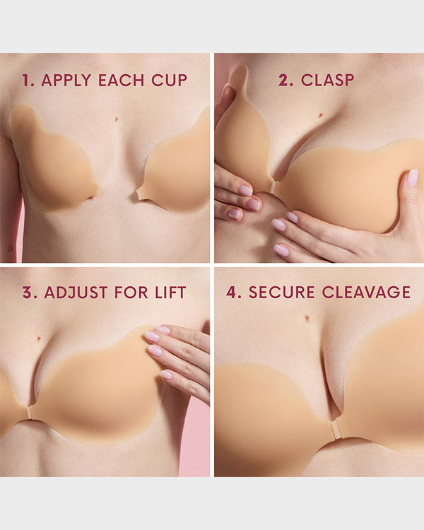 Invisible Lift Sticky Cleavage Bra – 2-Pair Pack of Seamless, Reusable Adhesive Cups