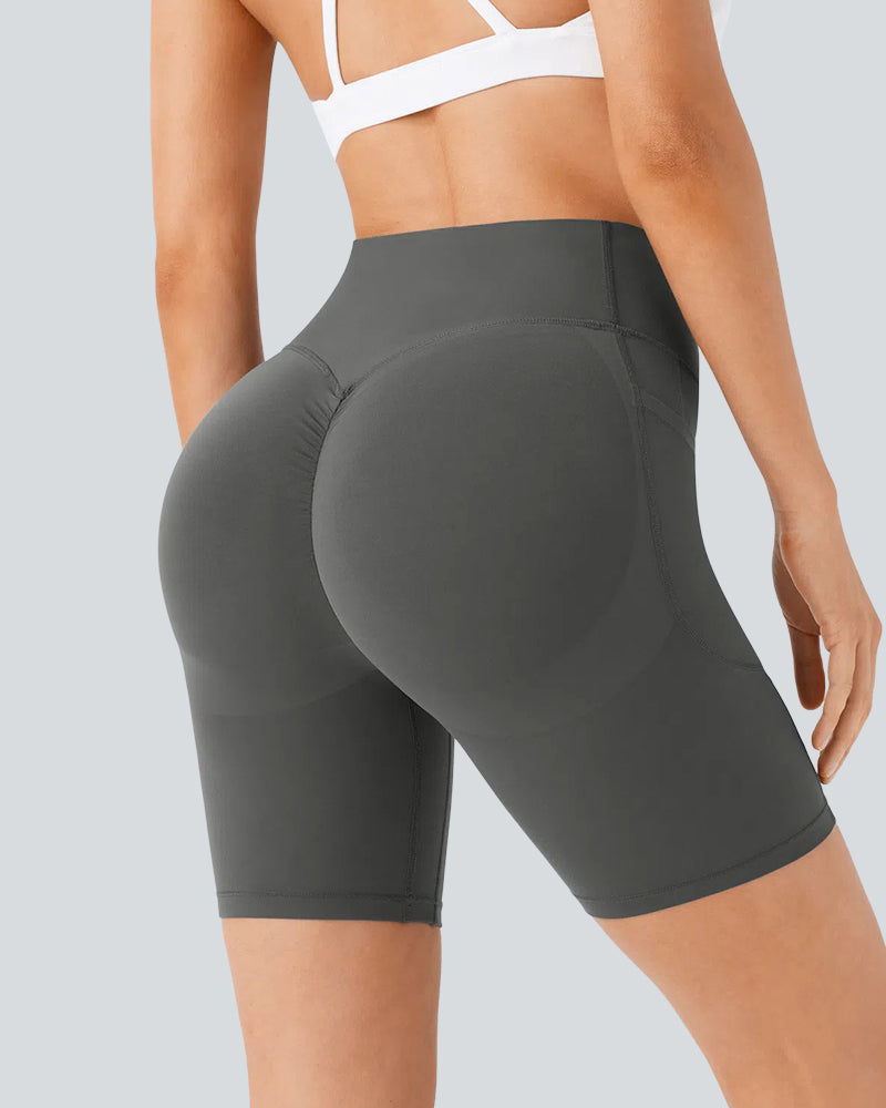High-Waisted Butt-Lifting Training Shorts with Tummy Control, Side Pockets, and Shaping – 7-Inch Inseam