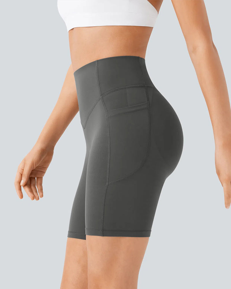 High-Waisted Butt-Lifting Training Shorts with Tummy Control, Side Pockets, and Shaping – 7-Inch Inseam