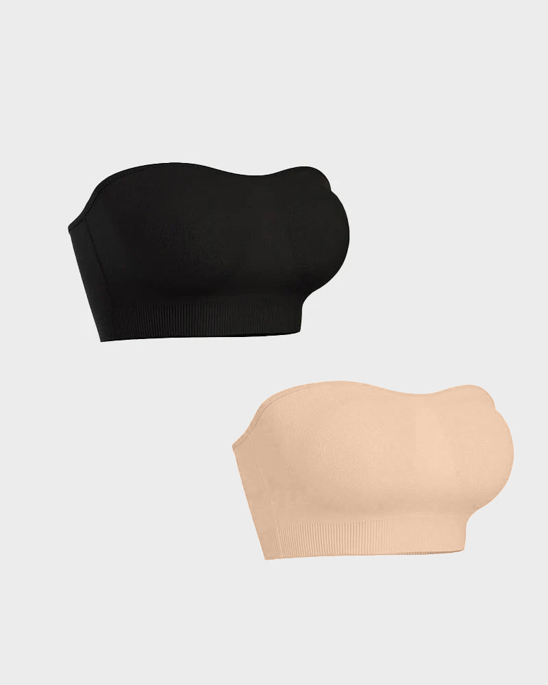 Wireless Strapless Bandeau Bra with Secure Anti-Slip Silicone Support