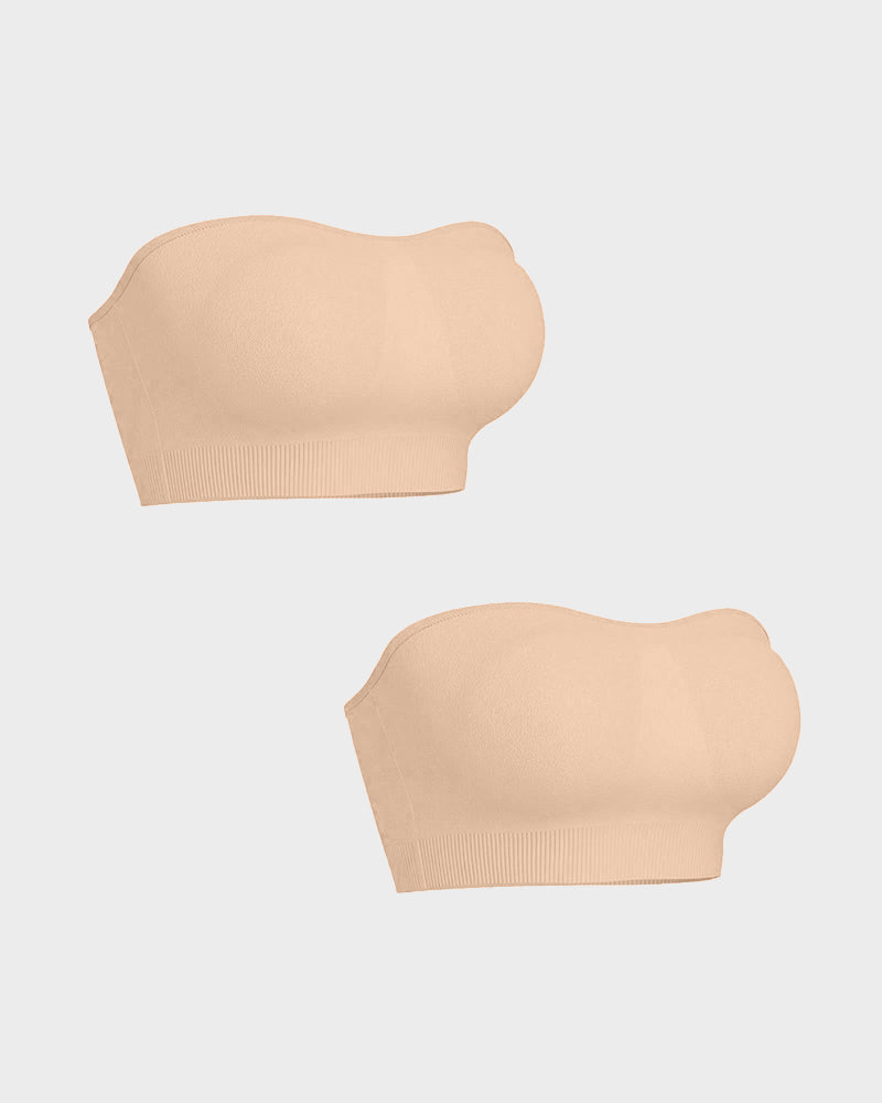 Wireless Strapless Bandeau Bra with Secure Anti-Slip Silicone Support