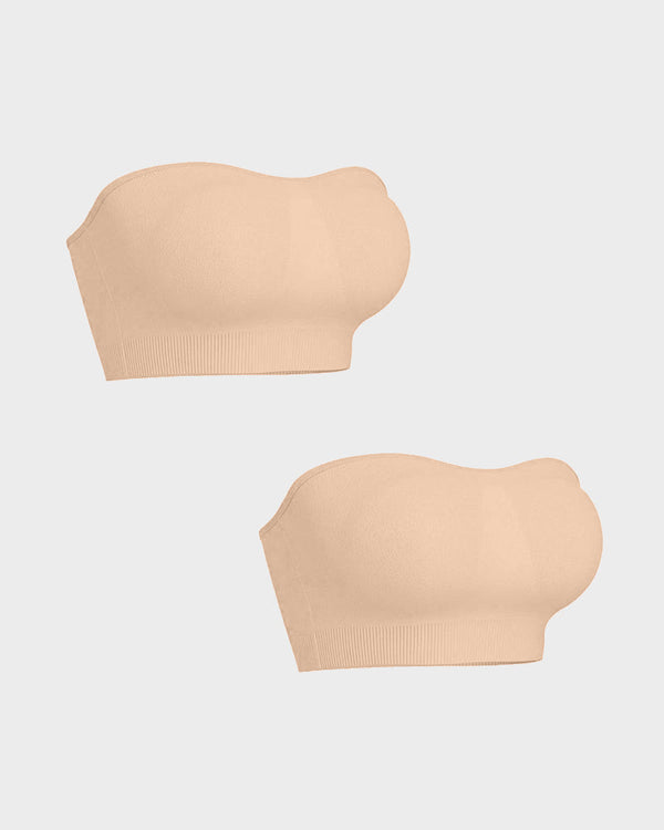 Wireless Strapless Bandeau Bra with Secure Anti-Slip Silicone Support